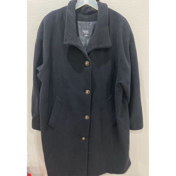 dennis basso Jackets & Blazers - Women's Black Wool Blend Overcoat M Faux Fur Collar Winter Formal Coat